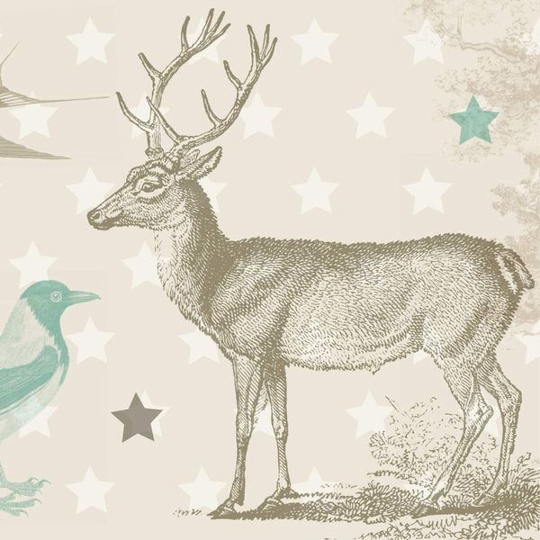 Anna Wand Border Self-Adhesive Vintage Animal Design Pastel Animals Wallpaper Border for Children's Bedroom/Nursery Wall Sticker Wall Art Bedroom Girl & Boy Baby Child Kid