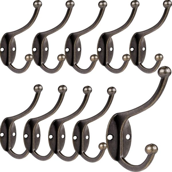 Bosdontek Coat Hooks 10 Pcs Clothes Hooks Vintage Antique hat Wall Mounted Hook for Kitchen Bathroom Bedroom (Copper)