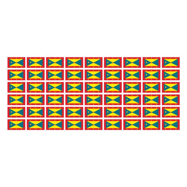 Mini Aufkleber Set - Pack glatt - 20x12mm - selbstklebender Sticker - Fahne - Grenada - Flagge - Banner - Standarte fürs Auto, Büro, zu Hause und die Schule - 54 Stück