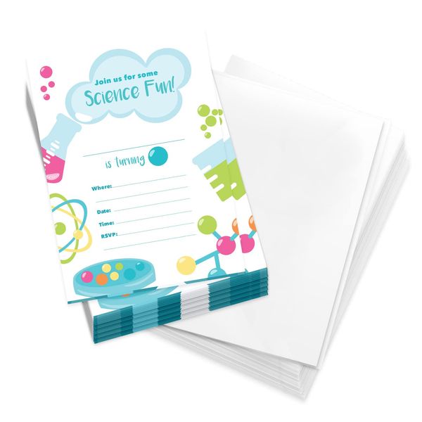 Desert Cactus Science 1 Happy Birthday Invitations Invite Cards (25 Count) With Envelopes Girls Boys Kids Party (25ct)