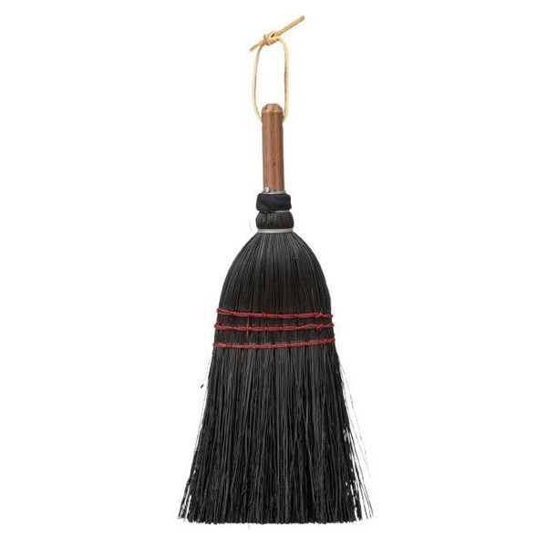 AUTHENTIC DELUXE BLACK WHISK BROOM - Amish Corn Straw Hand Brush & Handle