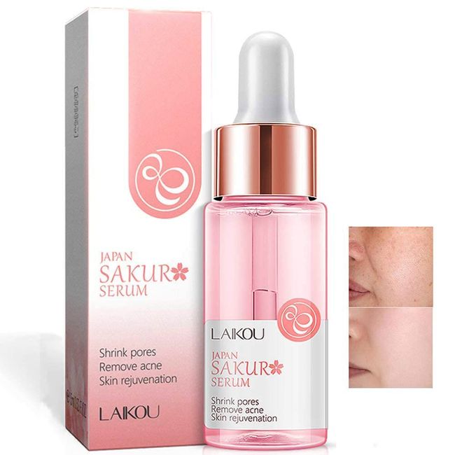 AKARY Sakura Face Fluid Essence Moisturizing Skin Shining Cherry Blossom Hyaluronic Acid Serum Essence Shrink Pores Tightening Skin Face Solution (17ml)