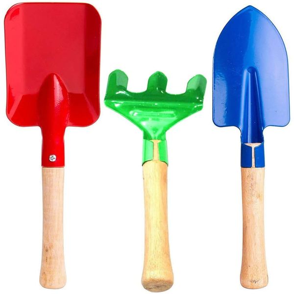 Nua Garden Tool Set 3 Pieces of Mini Metal rake Shovel TRO Knife Beach Sandbox (Suitable for Children Over 3 Years Old)