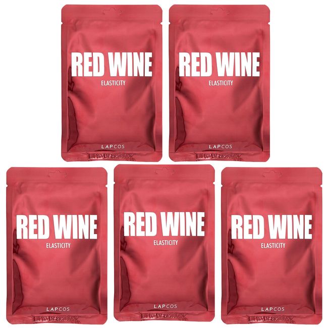 Red Wine Beauty Sheet Mask Set, Elasticity, 5 Sheets, 1.01 fl oz (30 ml) Each