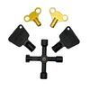 hep® Pack of 5 Key Assortment, 2 Brass Radiator Key 2 Gas Meter Box Key Triangular 4 Ways Multi-Functional Utility