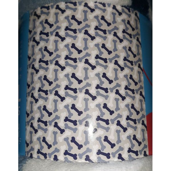 Just Home Dog Print Soft Fleece Blanket 50x60 Gray Blue & White Bones