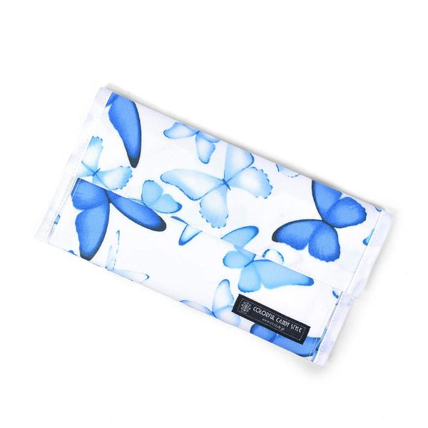 ND200700 Mask Case, Girls, Antibacterial, Kids, Water Repellent, Gusset, Cute, Blue Butterfly, Colorful Candy Style