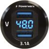 Powerwerx PanelUSB48 Panel Mount Dual USB 3.1A Fast Device Charger with Digital Voltage Display for 24/36/48V Systems