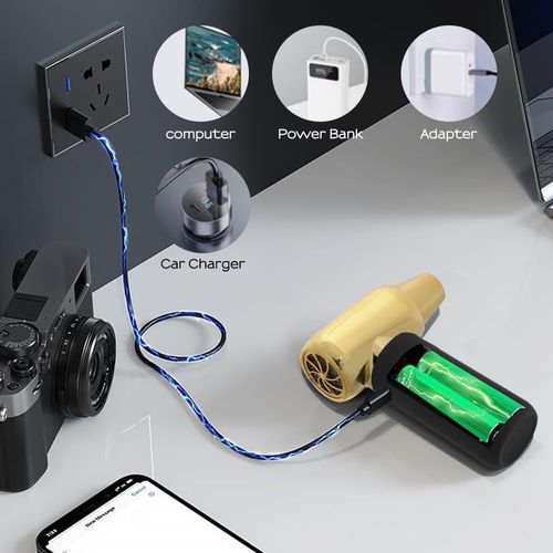 Compressed Air Duster - Electric Duster for Hair Barber, 3 Gear Mini Portable Jet Dry Air Blower, Cordless Vacuum Cleaner, for PC, Office,Salon, Fan, Laptop, Keyboard, Car -Black Gold