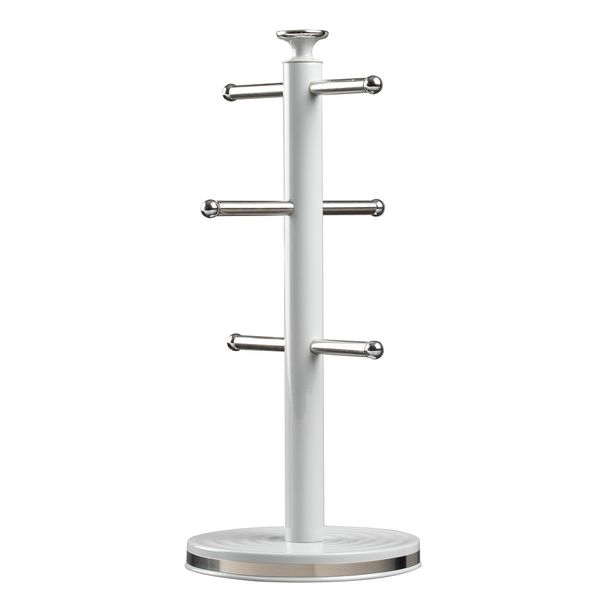 Daewoo Sienna Collection Mug Tree, Free Standing 6 Cup Holder With Sturdy Base, Grey