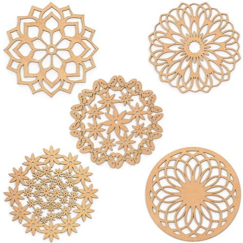Sikten Scandinavian Miscellaneous Goods Lithuanian Wooden Coaster Set of 5 (No. 35, 43, 45, 114, 119), 1 Piece: Approx. 3.9 x 3.9 inches (10 x 10 cm)