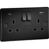 Knightsbridge 13A 2G SP Switched Socket with Dual USB C+A 5V DC 4.0A [Shared] - Matt Black with Black Insert