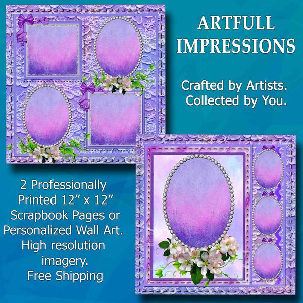 Easter - Violet Blush Lace Elegance – Personalized Wall Art or Scrapbook Page Se