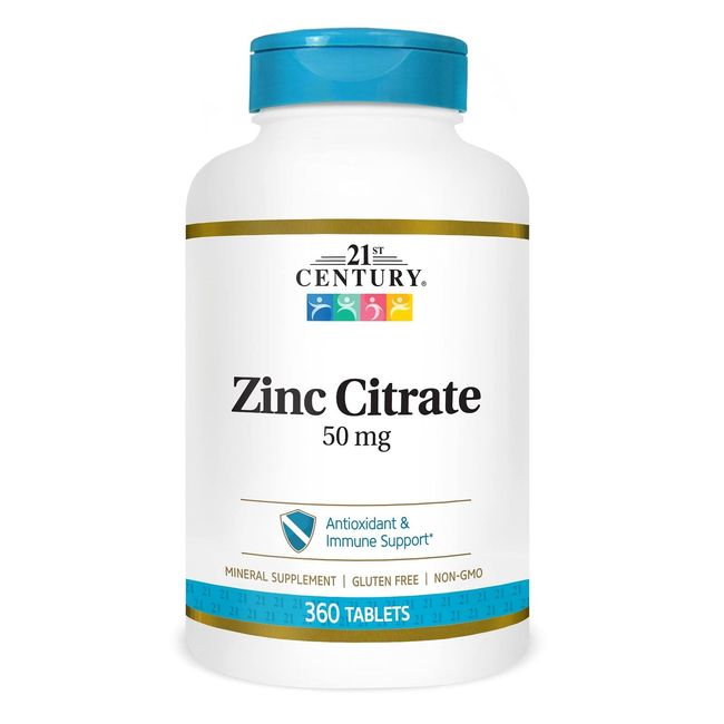 21st Century HealthCare Zinc Citrate Tablets 50mg, 360 Count