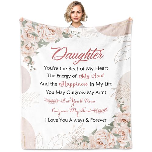 FIOUNG Daughter Gifts from Mom Dad, Daughter Gifts Blanket 60"x50", Daughters Birthday Gift, Daughters Gift Ideas for Mothers Day Graduation Christmas, to My Daughter's Blanket, Daughter's Present