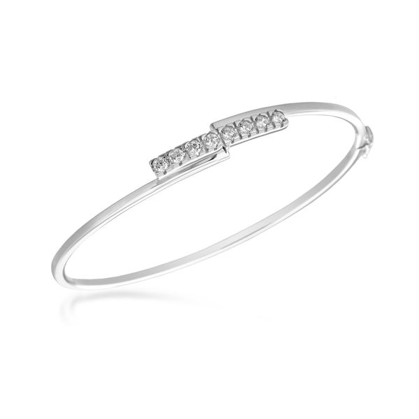 Tuscany Silver Women's Sterling Silver Cubic Zirconia Bar Bangle