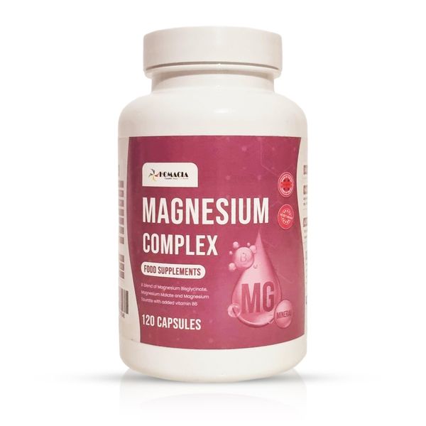 Magnesium Supplements | High Strength Magnesium Capsules | Magnesium Glycinate Capsules with Vitamin B6 | Complex of Magnesium Malate, Taurate & Glycinate |120 Magnesium Cap - UK Made