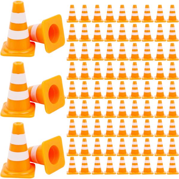 100 Pack 1 Inch Mini Traffic Cones Plastic Orange Construction Cones Small Traffic Cones for Sports Road Sign Construction Theme Party Indoor Outdoor Games