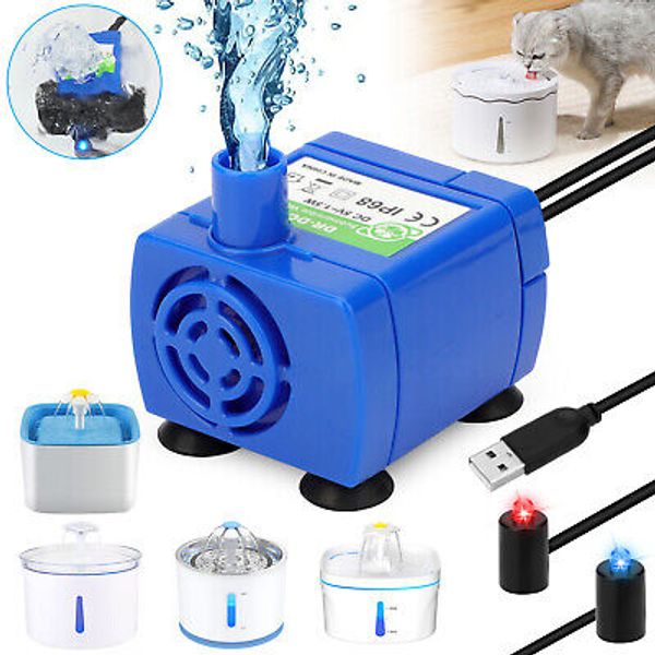 Cat Water Fountain Pump Pet Drinking Dispenser Motor Replacement with LED Light