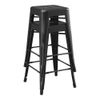 24" High Distressed Black Metal Backless Counter Height Stool For Outdoor Use