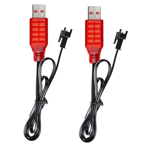 KBT KEEP BETTER TECH 2Pack SM-2P USB Charger Cable with LED Indicator Light & Build-in Protection Chips, 3.7V 800mA Charging Speed for RC Car Boat Gel Ball Blaster Li-ion & Li-Polymer Battery