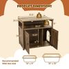 Cat Litter Box Enclosure w/ Double Barn Doors Divider Side Entry Storage Shelf
