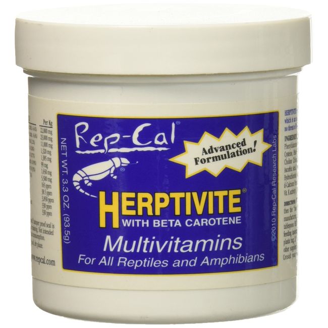 HERPTIVITE Multivitamin for reptiles and amphibians (3.3 oz) Blue Bottle, 1 Pack