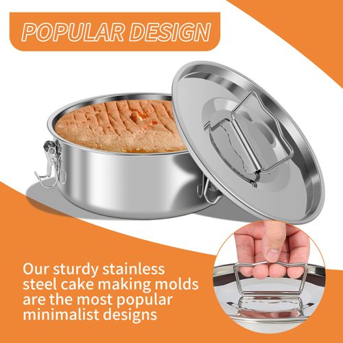 1.5QT Flan Mold with Lid Stainless Steel Flan Pan Mold with Steam Rack and Cake Spatula Flan Maker, Baking Pan Flan containers for 6-8QT Fast Pot Making Cheese Cake Pudding