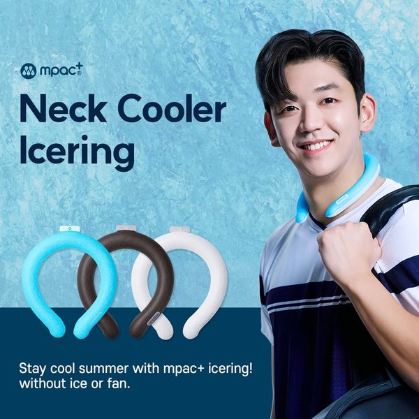 mpac+ Neck Cooler Icering | Cooling Neck Wraps, Neck Cooling Tube - Personal Air Conditioner with Gel Ice Pack for Outdoor Activities, Hot Weather Relief, Summer, Freeze below 64°F (Basic, White)