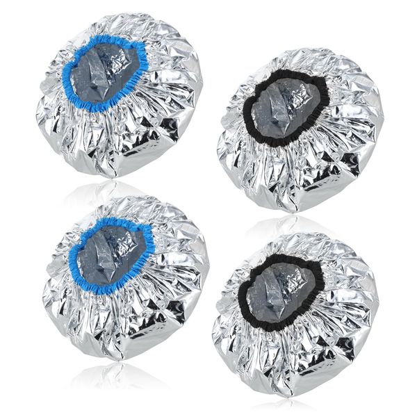 4 Pieces Aluminum Foil Heat Cap for Deep Conditioning, Reusable Deep Conditioning Hair Cap Heated Shower Cap for Hot Oil Hair Treatment Processing Caps for Hair Dye Cap Tin Foil Hat for Home Salon Use