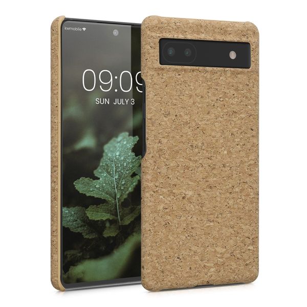 kwmobile Case Compatible with Google Pixel 6a Case - Cover with Cork Finish - Light Brown