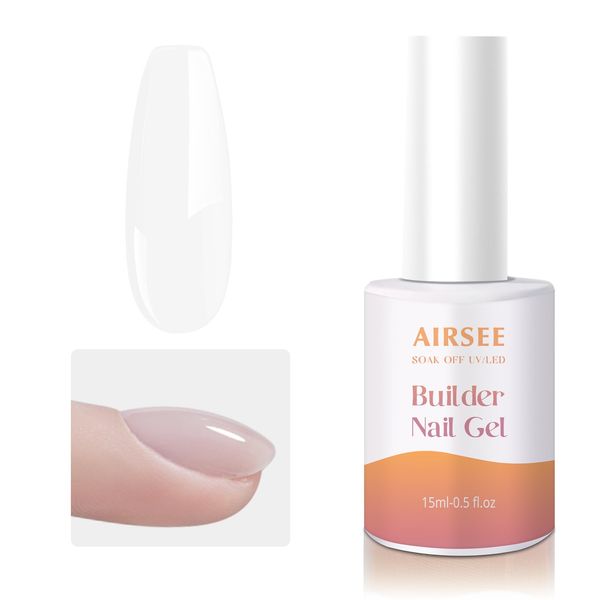 AIRSEE Builder Gel for Nails,15ml Nail Strengthener in a Bottle,Nail Extension Hard Base Gel,Soak Off Long Lasting UV Rhinestone Nail Glue Gel,Salon DIY Manicure Nail Art Design-Clear