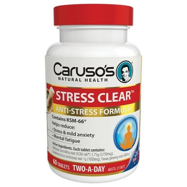 Caruso's Stress Clear 60 Tablets Anti-Stress Relief Formula Mild Anxiety Carusos