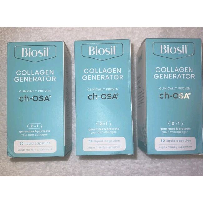 BioSil Vegan Collagen Generator, Lot Of 3 Boxes (90 Capsules Total) 02/2025 EXP