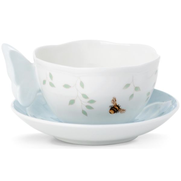 Lenox Butterfly Meadow Figural Cup and Saucer Set, Blue