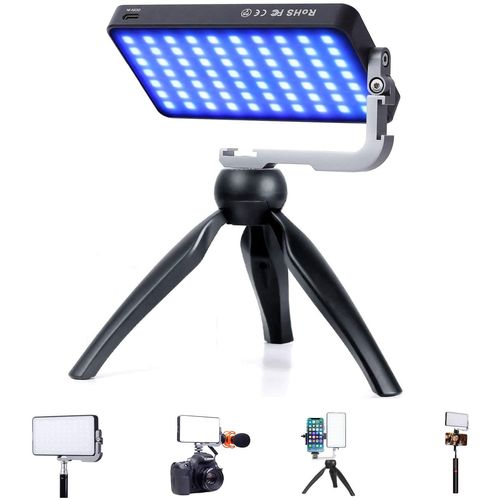 IVISII G2 Pocket RGB Camera Light,32Wh Built-in 4300mAh Rechargeable Battery 360°Full Color Gamut 9 Light Effects,2600-10000K LED Video Light Panel with Aluminum Alloy Body, Adjustable Tripod Stand