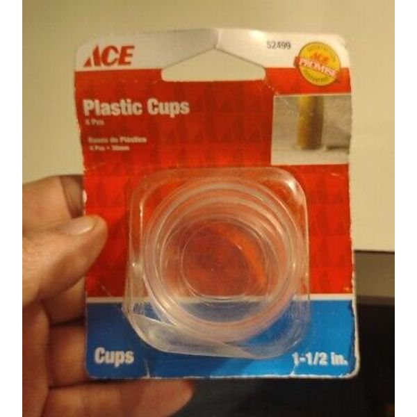 Ace Hardware 1-1/2" Pack of 4 Clear Plastic Cups for Floor Protection #52499 New