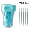 200pcs Double-Head Toothpicks Soft Plastic Oral Care Interdental Floss Cleaners Floss Picks,Braces flossers,Floss for Braces,Floss Sticks for Adults(Sky-Blue)