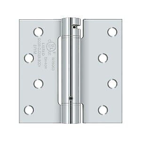 Deltana DSH44U26 4" x 4" Spring Hinge, UL Listed in Polished Chrome