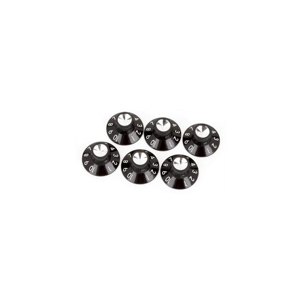 Fender Pure Vintage Black/Silver Skirted Amplifier Knobs, Set of 6