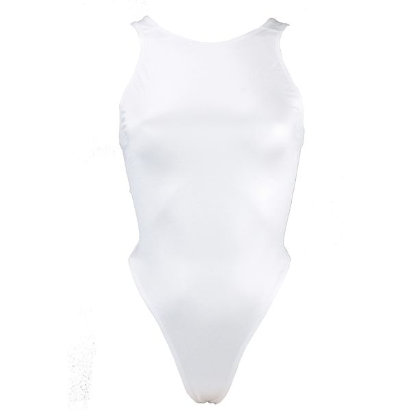 La Paume 94848 Women's High Leg, Glossy, Super Wet, Stretch, Competition Swimming, Leotard, Thong, Cosplay, Costume, Swimsuit, School, Sexy, white