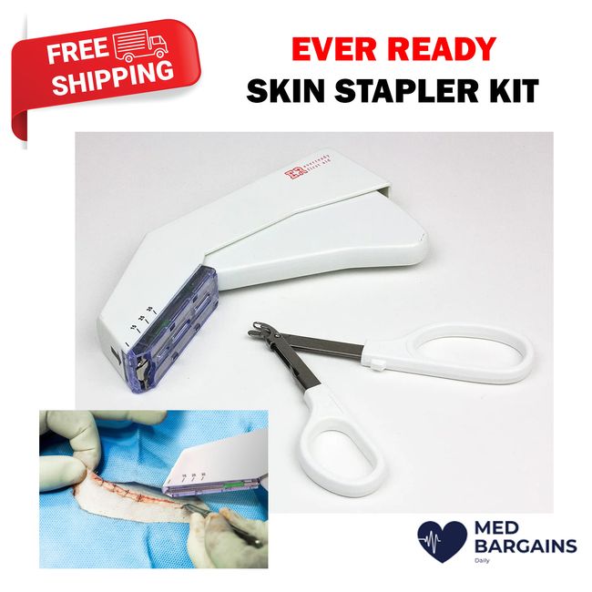 Ever Ready First Aid Sterile Disposable Medical Skin Stapler & Remover KIT