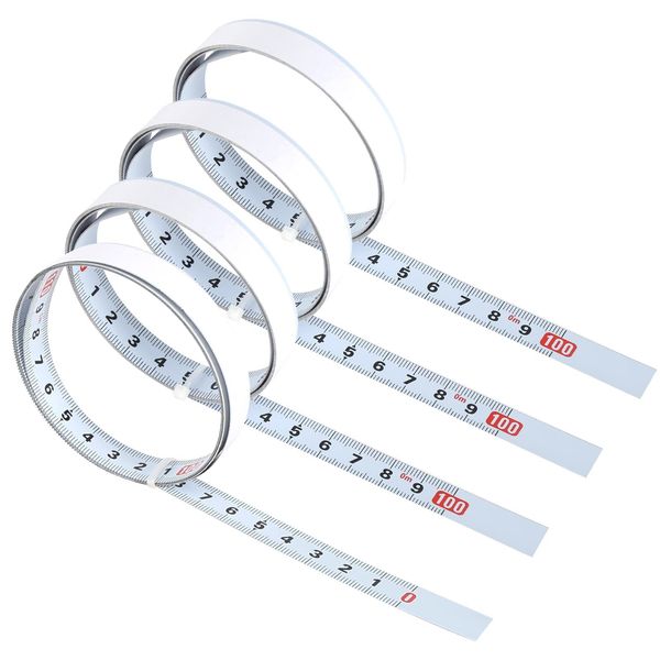 4 Rolls Carbon Steel Self Adhesive Measuring Tape include 2 Roll 1m Left To Right, 1 Roll 1m Right To Left, 1 Roll 2m The Middle To Left To Right Sticky Scale Self-Adhesive Tape Measure T Track Ruler