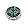 Pillbox Silver Plated Cross Celtic Knot Design Green and Boxed
