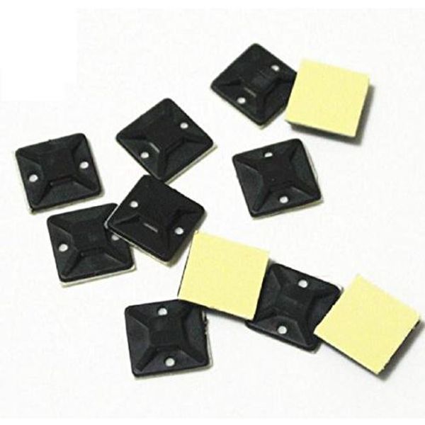 Mounting Base with Adhesive Tape Cable Tie Fixed Base Wiring 20x20mm 50pcs Black