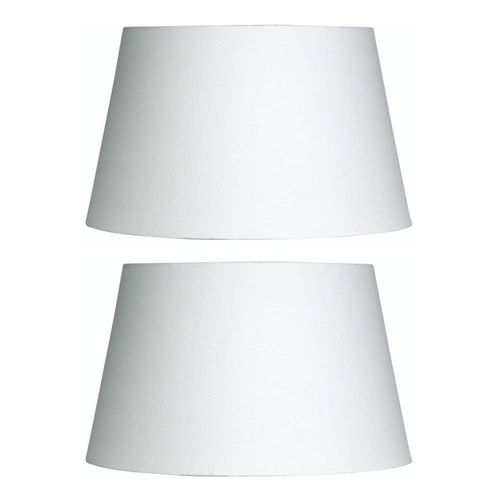 2 Pack - White 10" Cotton Drum Vintage Tapered Fabric Lampshade with Reversible Gimble & Shade Reducing Ring to Fit All Types of Lampholders - Sold in Pairs