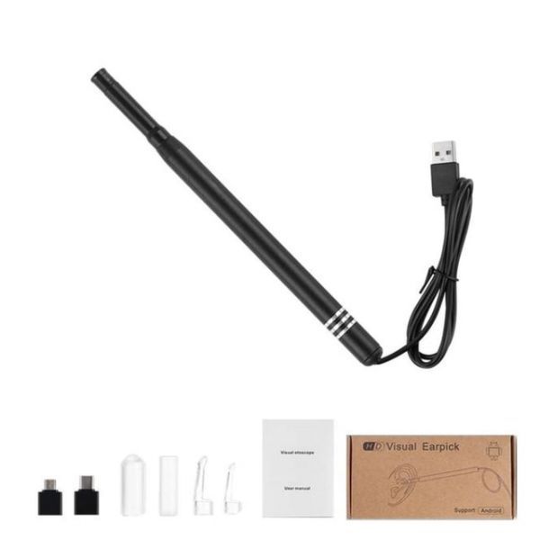 Ear Wax Removal Ear Cleaner Cleaner 3 IN 1 c Type USB Camera Endoscope Smartphone Cleaning HD Visual Earpick Tool 5.5mm Spoon PC Otoscope Borescope In-Ear Earphone, Silver, One Option 1