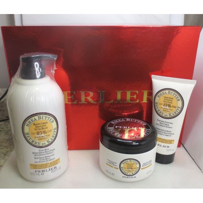 PERLIER CHRISTMAS SPECIAL SHEA BUTTER WITH APRICOT EXTRACT 3 PIECE SET -NEW!!!