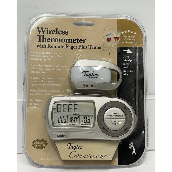 Vintage NOS Wireless Thermometer With Remote Pager Plus Timer Taylor Connoisseur