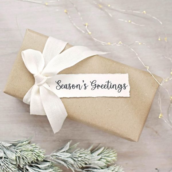 Season's Greetings Script Rubber Stamp (Small 5 x 1cm)